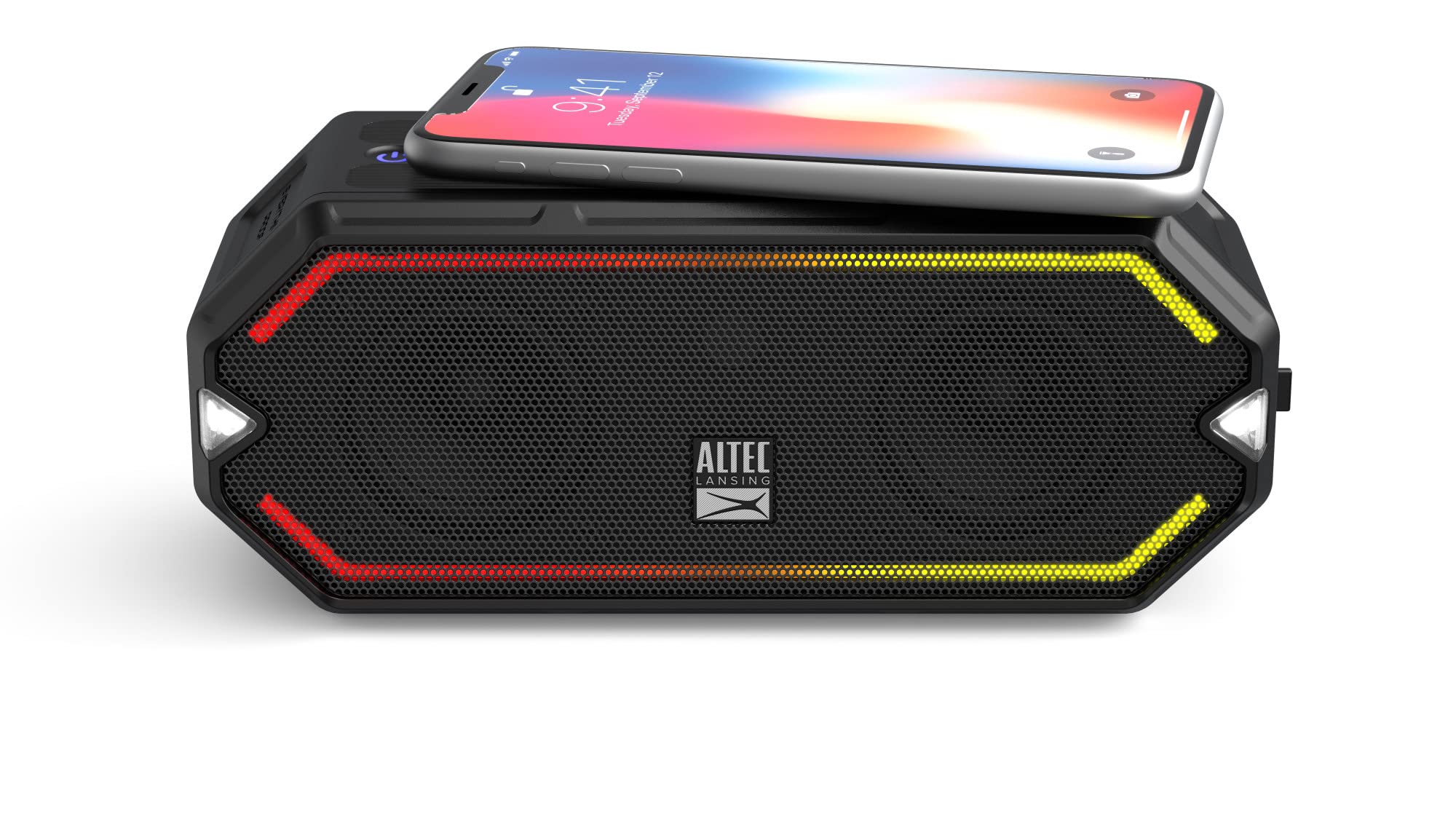 Photo 1 of Altec Lansing - HydraBlast Wireless Portable Bluetooth Speaker, IP67 Waterproof for Parties, USB C Rechargeable Outdoor Speakers with Built in Phone Charger and LED Lights, 20 Hour Playtime