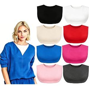 YEKEYI 8Pcs Modesty Panel Cleavage Cover Up for Low Neckline ，Cami Inserts for Women Low Cut Dresses, Mock Camisole Bandeau T