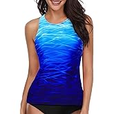 Holipick High Neck Tankini Top Bathing Suit Tops for Women Tummy Control Tank Tops Swimsuits