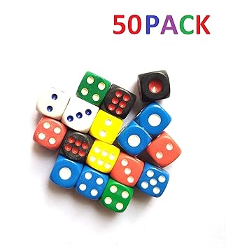 ISHARAA 50PCS Game Dice Creative Acrylic Dice 6-Sided Dice for Party Game