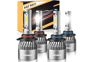 MIFMIA 𝟫𝟢𝟢𝟧 𝟫𝟢𝟢𝟨 Bulbs Combo High and Low Beam 6500K White 800% Brightness 40000LM, Non-Polarity Plug and Play with Fan, IP68 Waterproof Off-Road Lights, Pack of 4