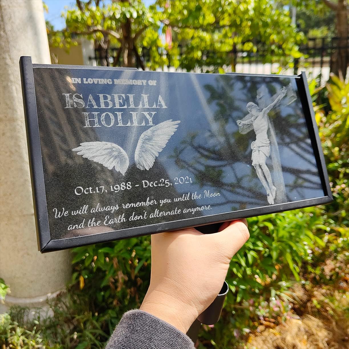 Hardscaping Materials - Headstone Grave Personalized，Grave Marker Cemetery，Memorial Stones for Loved One or Pet，Tombstone Grave Outdoors，Memorial Day Gift，Graveyard Decoration Stone (Sculpture 2)