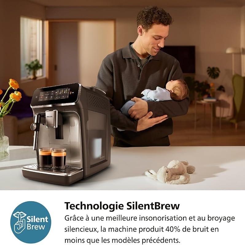 machine à café grain 3300, 5 boissons, mousseur à lait, Noir