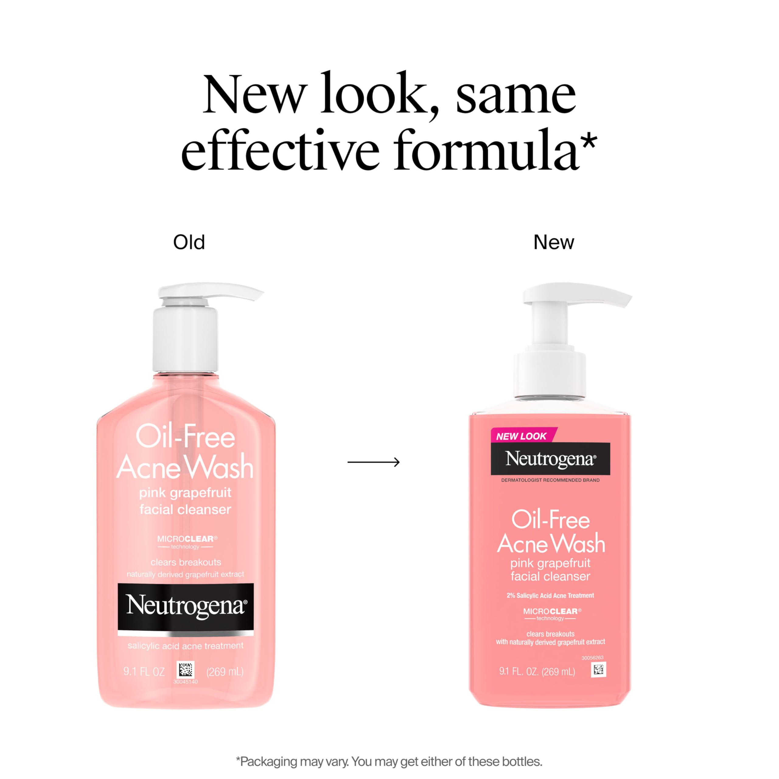 Neutrogena Oil-Free Pink Grapefruit Acne Face Wash, Vitamin C & Salicylic Acid Cleanser, Daily Acne Treatment For Face, Blemish & Blackhead Clearing Facial Cleanser, 9.1 fl. oz