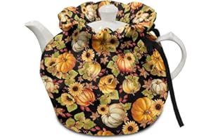 Eheartsgir Sunflower Pumpkin Maple Leaf Teapot Cozy Breakfast Warmer Easy to Clean Tea Cosy with Drawstring for Teapots Fitted Most Tea Pots Home Indoor Kitchen Thanksgiving Decor