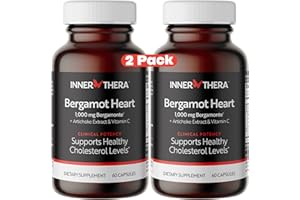INNERTHERA Bergamot Heart Advanced Triple Ingredient Citrus Bergamot Supplement- Best Patented Bergamot Available for Cholesterol & Heart Health (2 Bottles)