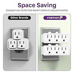Fosmon 3 Outlet Adapter, Swivel Outlet Plug Three