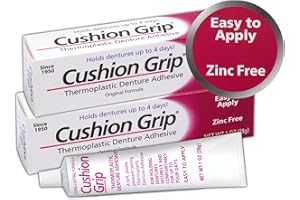 Cushion Grip Thermoplastic Denture Adhesive, 1 oz (Pack of 2) – Refits & Tightens Loose Dentures for Up to 4 Days, Long-Lasti