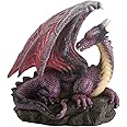 Purple Dragon On Rock Fantasy Figurine