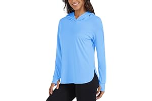MAGCOMSEN Women's UPF 80+ Sun Protection Hoodie Long Sleeve Hiking Fishing Lightweight UV Rashguard with Thumb Hole