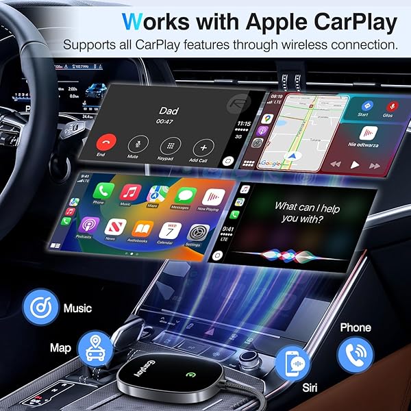 VEVAVI WIRELESS CARPLAY ADAPTER 2025 UPGRADED, CONVERTS FACTORY WIRED CARPLAY TO WIRELESS, PLUG AND PLAY CAR PLAY WIRELESS ADAPTER, COMPATIBLE WITH IPHONE MULTI-USER SEAMLESS CONNECTION