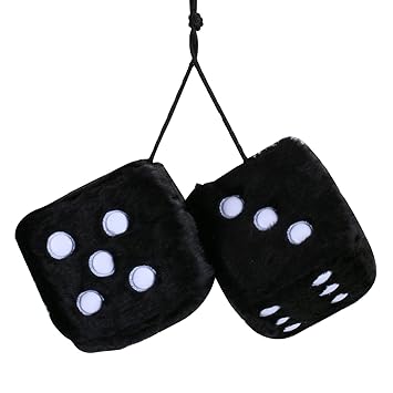 DOS Auto würfel plüsch, 3 Zoll Paar Retro Quadratische Spiegel Auto würfel plüsch, Paar Fuzzy Plüsch Würfel mit Punkten für A