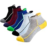 J.WMEET Mens Low Cut Ankle Athletic Socks Cotton Mesh Cushioned Running Ventilation Sports Tab Socks 5Pack