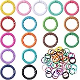HINZIC 51Pcs 25mm Round Spring O Rings, Colorful Metal Key Ring Snap Buckle Clip Trigger DIY Accessories for Purse Keyrings Keychain Handbag Lanyard