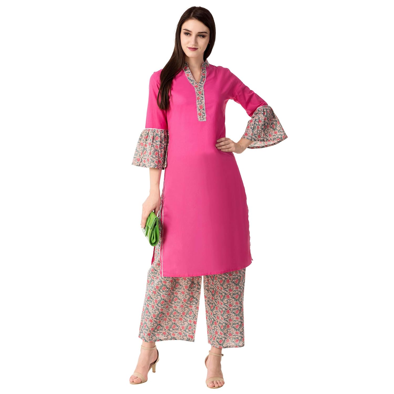 khushal k women's rayon kurta with palazzo set