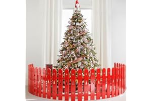 BIRD TWIG Christmas Tree Fence for Pets & Decorations - 36pcs Freely Assemble Red Picket Fence Around Christmas Tree for Cats Small Dogs Kids Toddlers Proof,Plastic Xmas Tree Fence Gate for Indoor Outdoor