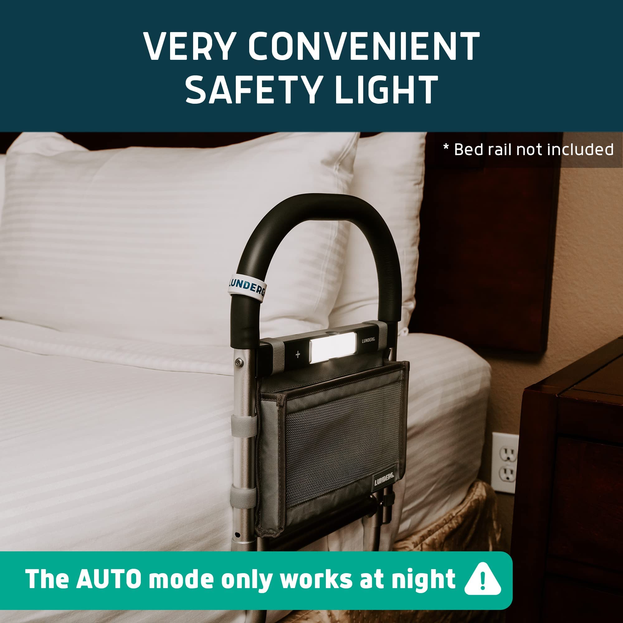 Lunderg Motion Sensor Light - Accessory LED Light for Bed Assist Rail - Replacement or Extra Light - Includes Rechargeable Battery and USB Cable