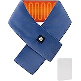 Heated Scarf with Power Bank, Electric Neck Heating Pad for Pain Relief, Portable Cordless Thermal Wrap with 3 Heat Levels, Soft Velvet Electric Neck Warmer for Men & Women Outdoor Winter Use-Blue