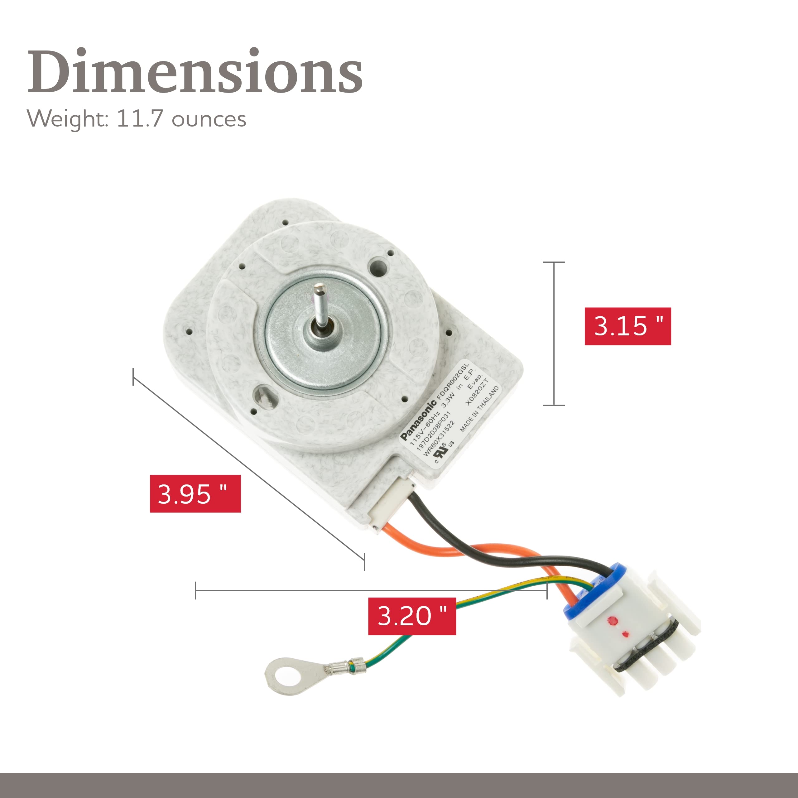 Parts Master Replacement for GE Refrigerator Evaporator Fan Motor - WR60X31522, PS12741350, AP6977246, 4959523, SM10141 - GE Refrigerator Parts - Fridge Fan Motor Replacement