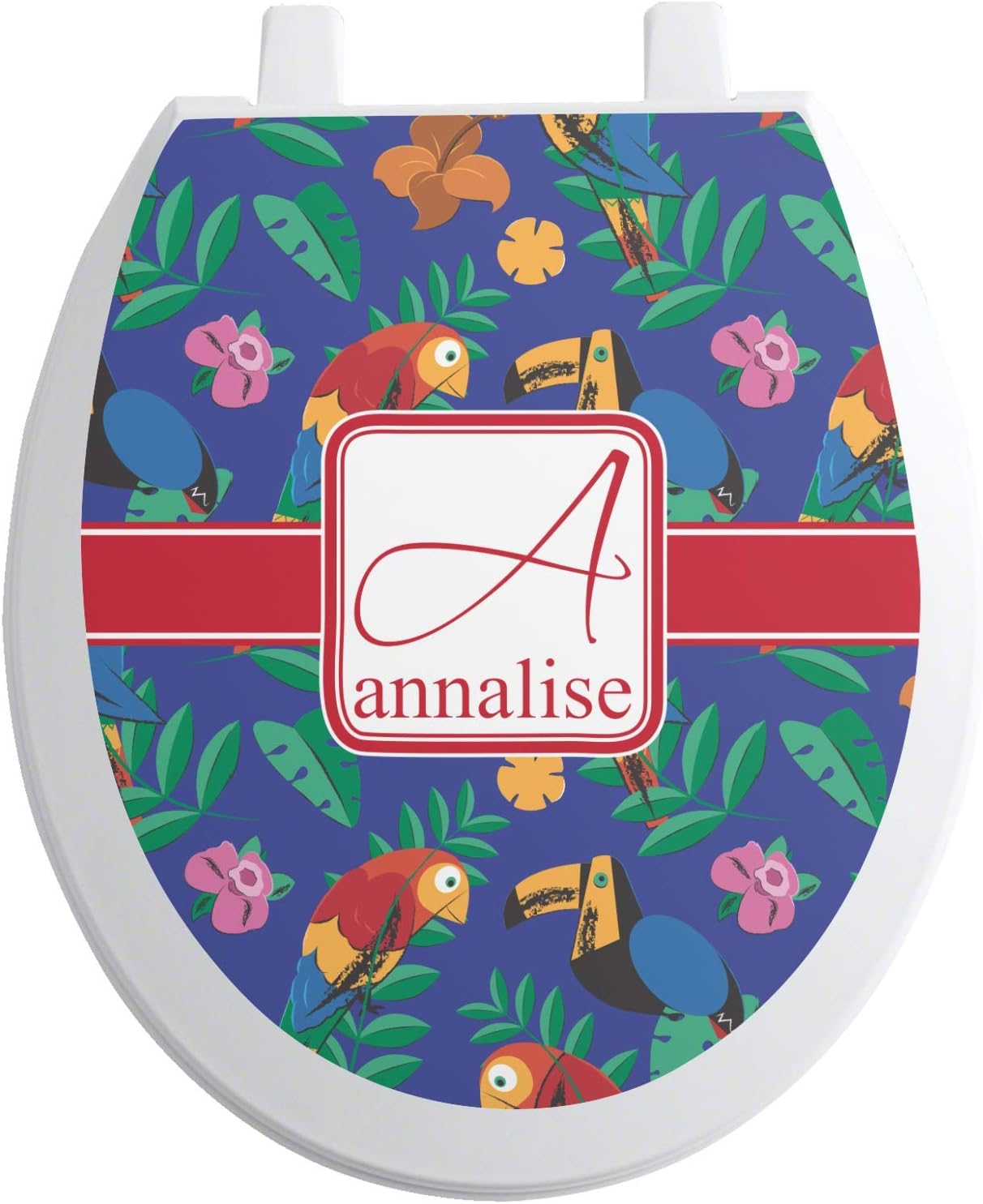 Parrots & Toucans Toilet Seat Decal - Round (Personalized)