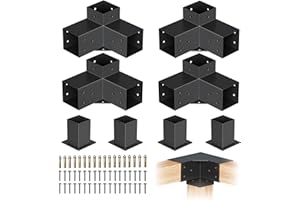 Noliven 8 PCS 6" x 6" Pergola Gazebo Brackets-Kits, 3-Way DIY Pergola Corner Bracket, Heavy Duty Metal Bracket with Expansion