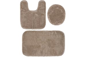 Garland Rug Finest Luxury Brown Taupe 3-Piece Set Ultra Plush Washable Bath Rug Set - Soft, Absorbent, And Stylish For Your Bathroom