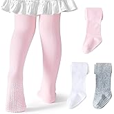 Coziwill Socks Baby Tights Non Slip Toddler Stockings Tights with Grippers Seamless Soft Cotton Knit Leggings Newborn