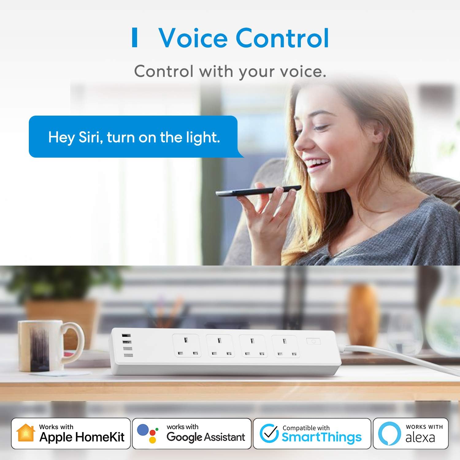 Meross Smart Power Strip, Smart Extension Lead with 20W USB Ports, Compatible with Apple HomeKit, Amazon Alexa, Google Home - Image 3