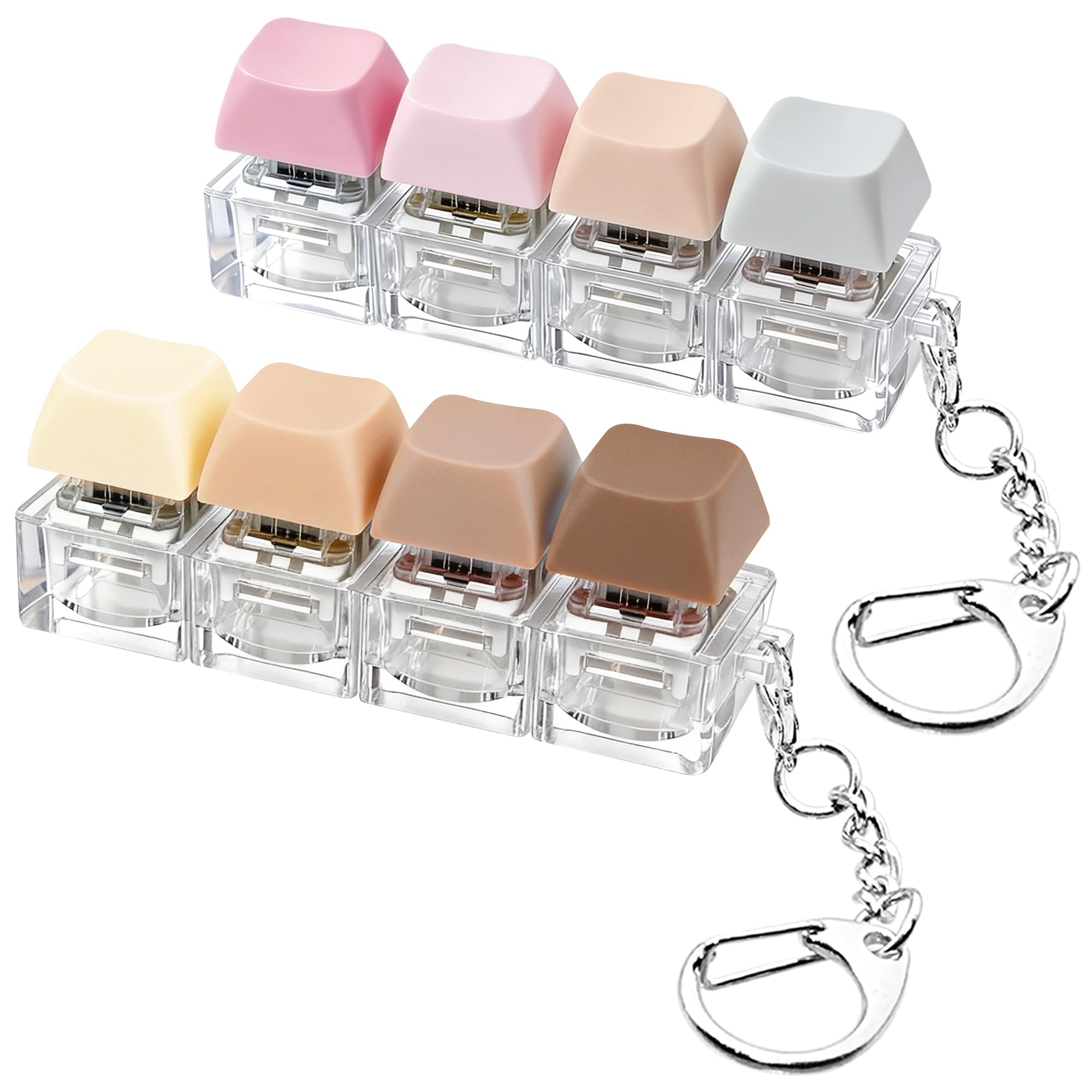 Photo 1 of 2 PCS Keyboard Fidget Toy, Keyboard Fidget Keychain 4-in-1 Keyboard Decompression Button Finger Clicker Toys, Button Stress Relief Fidget Gifts to Relief Stress (Morandi)