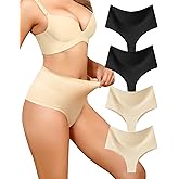 Levao High-Waist Thong Shapewear for Women – Tummy Control Seamless Brazilian Panties, No Show, Postpartum Underwear, 4-Pack