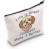JNIAP Cavapoo Gift Life is Great Cavapoos Make it Better Cosmetic Bag Cavapoo Lover Gift (Life is Great Cavapoos Bag)