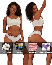 FINETOO Womens Cotton Underwear Sexy Lace Hipster