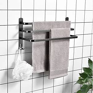 WUYING Toallero De Tres Barras Sin Taladro Toallero Negro ...