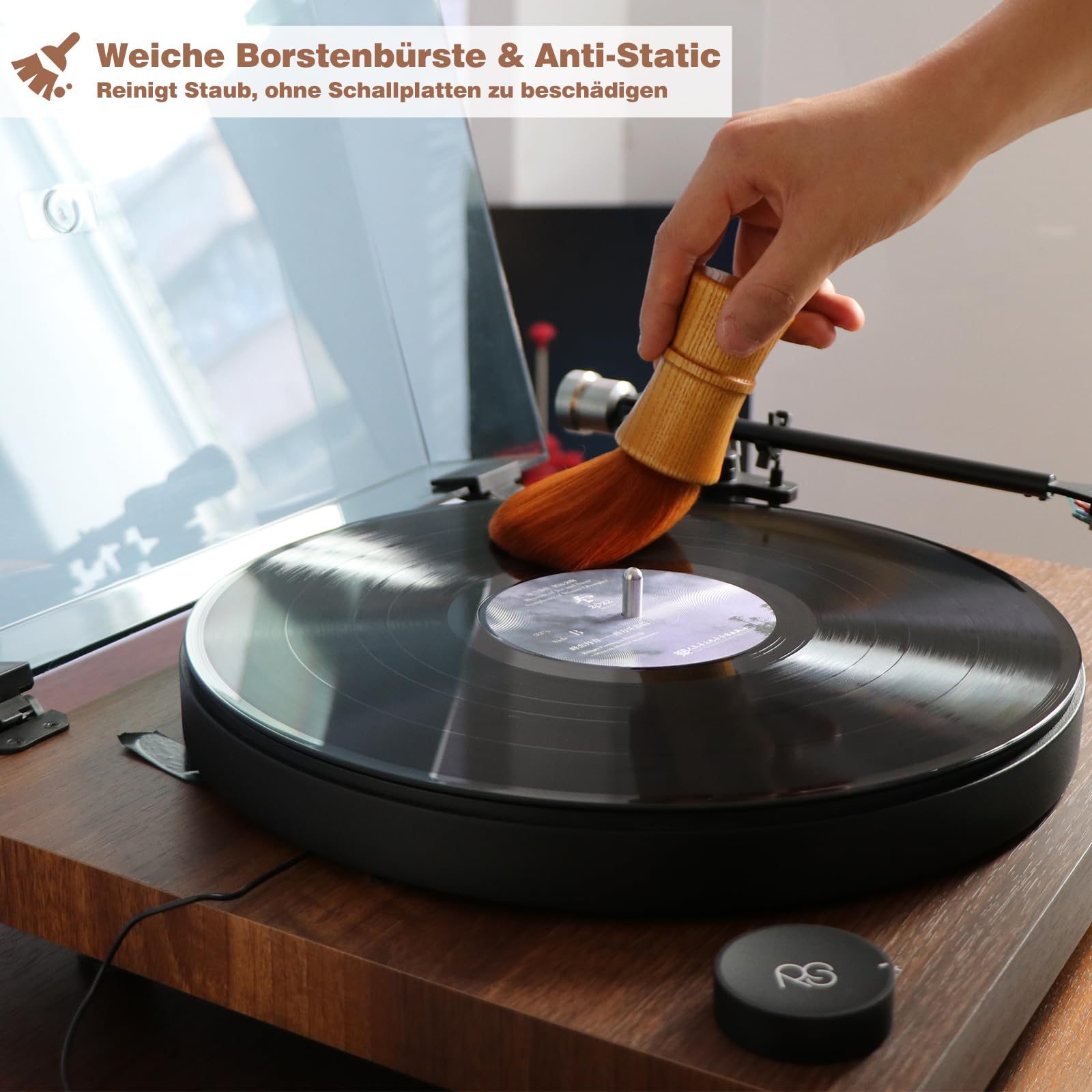 Monosaudio LP Reinigungsbürste Vinyl Schallplatte Reiniger, antistatische weiche Schallplatte Reinigungsbürste, Vinyl Staubentferner, Vinyl LP Reinigung Plattenspieler CD Album Cartridge Reiniger 2