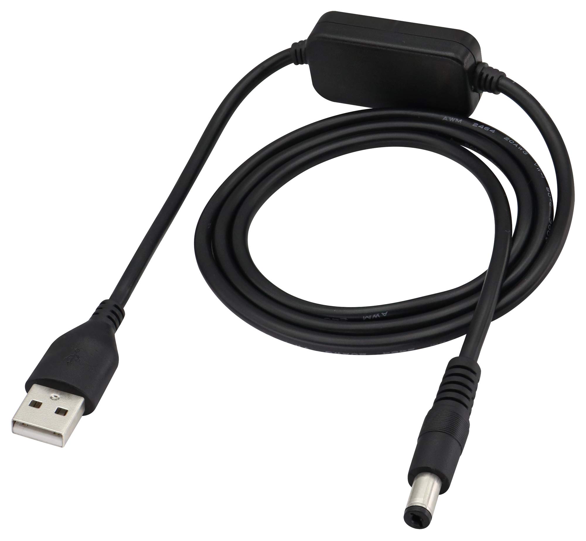 zdyCGTime DC boost line with switch,USB 5V to 12V Step Up Voltage Converter,USB2.0 male to DC5.5 * 2.1mm male booster cable,Suitable for camera,mini speakers,USB fans,etc.(1M/1Pcs)