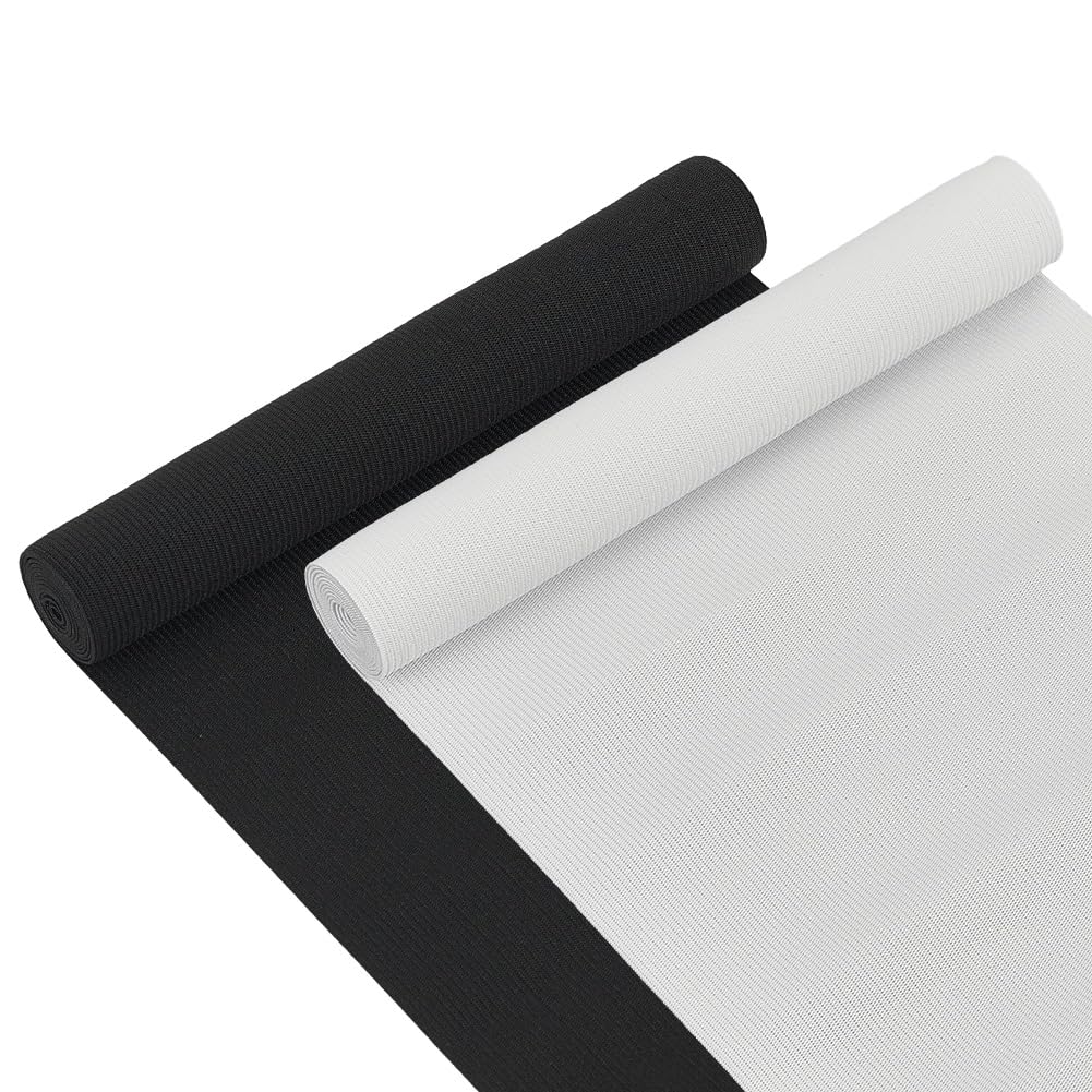 BENECREAT 2 Yards 200mm Wide Flat Elastic Band Black and White Heavy Stretch Knit for Sewing Project