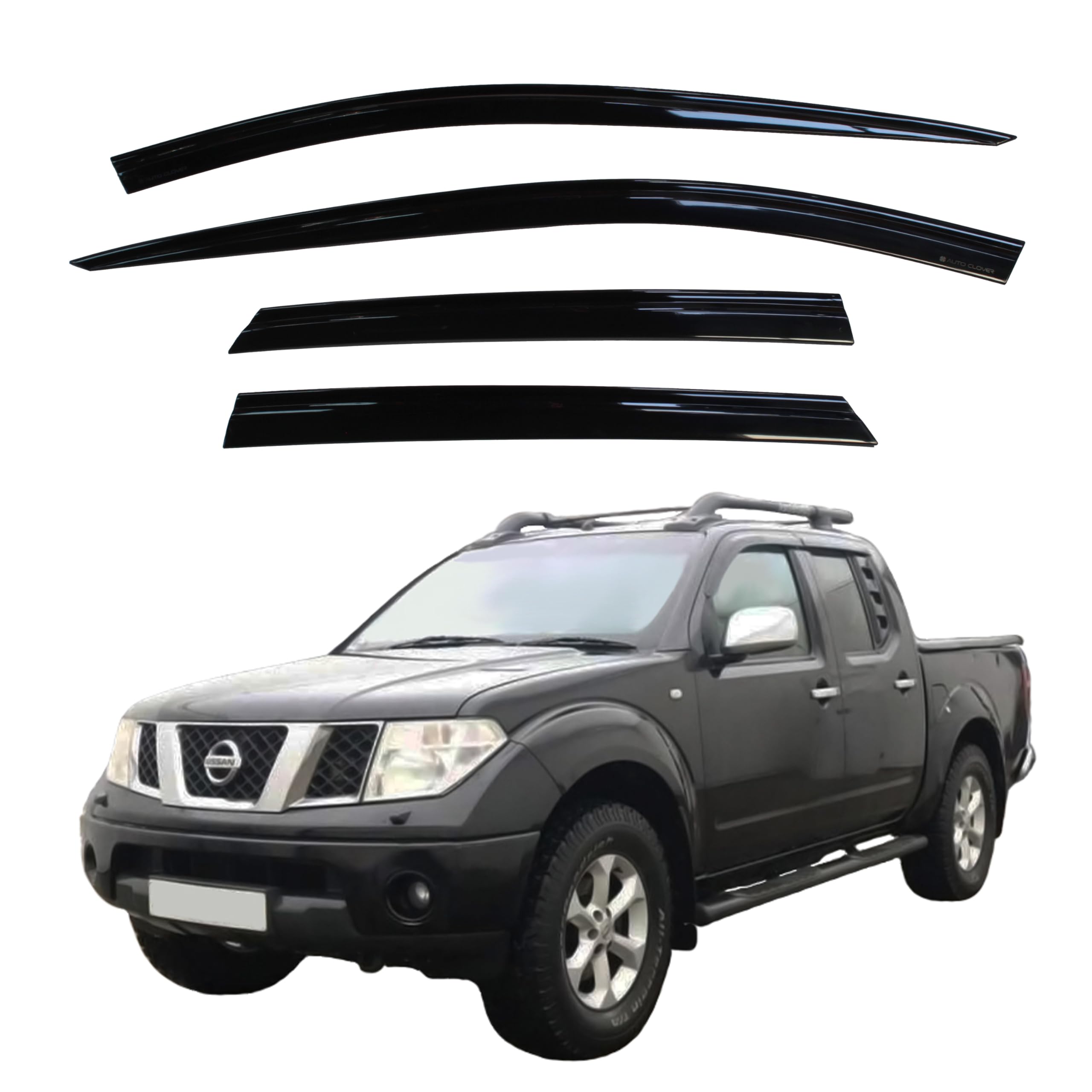 AUTO CLOVER Wind Deflectors Set for Nissan Navara D40 2005-2015 Double Cab (4 pieces)