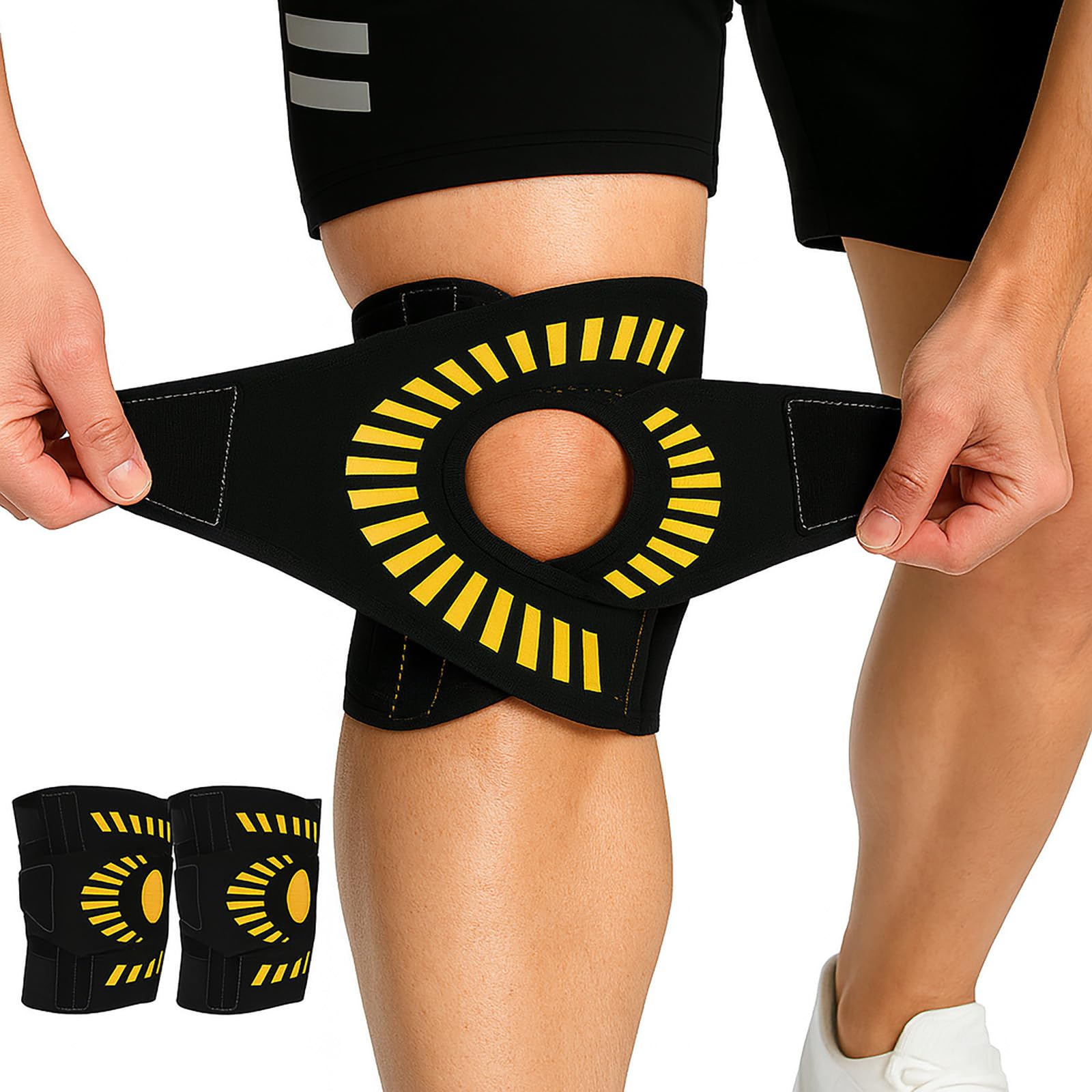 Photo 1 of KNEEBRIGHT Light Hinged Knee Brace for Women, Strong Adjustable Compression Knee Brace for Men, Quick Wrap Around Patella Support with Side Stabilizers for Meniscus Tear, Arthritis Size M