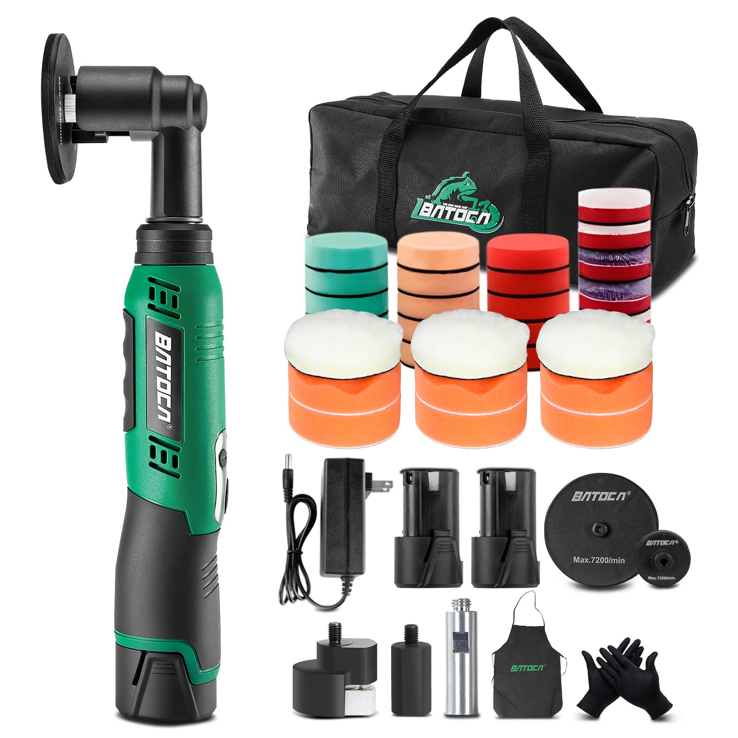 Photo 1 of BATOCA S6 Micro Cordless Polisher for Car Detailing, 2x2.0Ah Batteries, 0mm Rotary Buffer, 12mm Dual Action Polisher 1 and 3 Inch with 6 Speeds 1000-5000 RPM for Car Polishing, Sanding Motorcycle