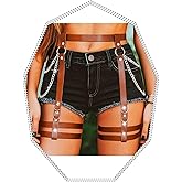 Maeaccx Brown Leather Harness Garter Belt, Punk Leg Harness Women, Waist Chain Adjustable Nightclub