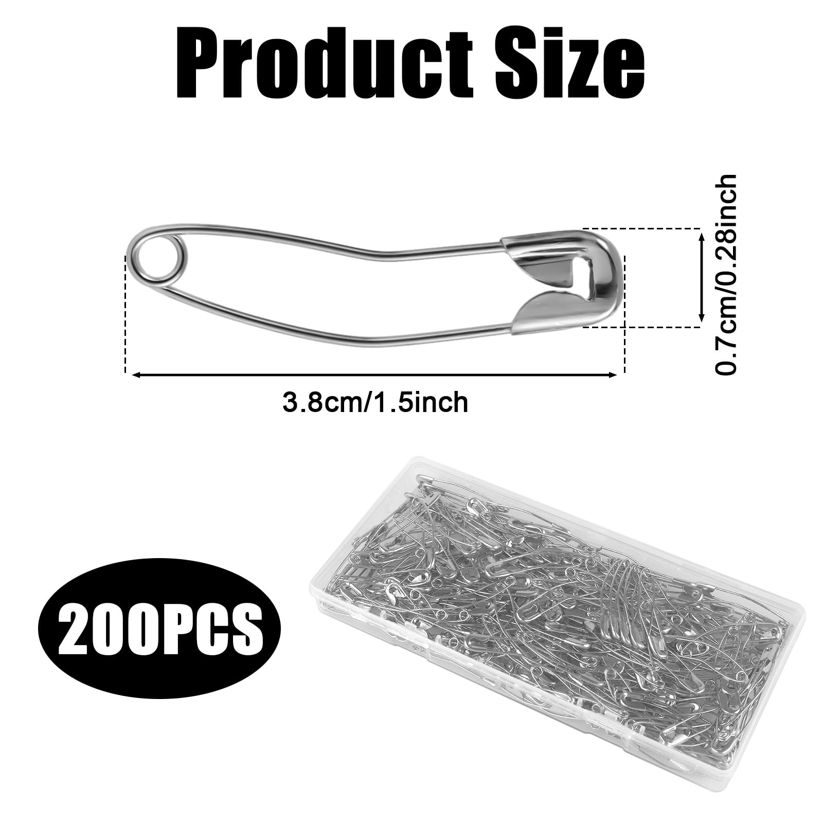 200pcs Curved Safety Pins, 1.5 Inch Quilting Basting Pins Curved Quilting Pins Bent Sewing Safety Pins for Quilting Knitting Sewing Crafting