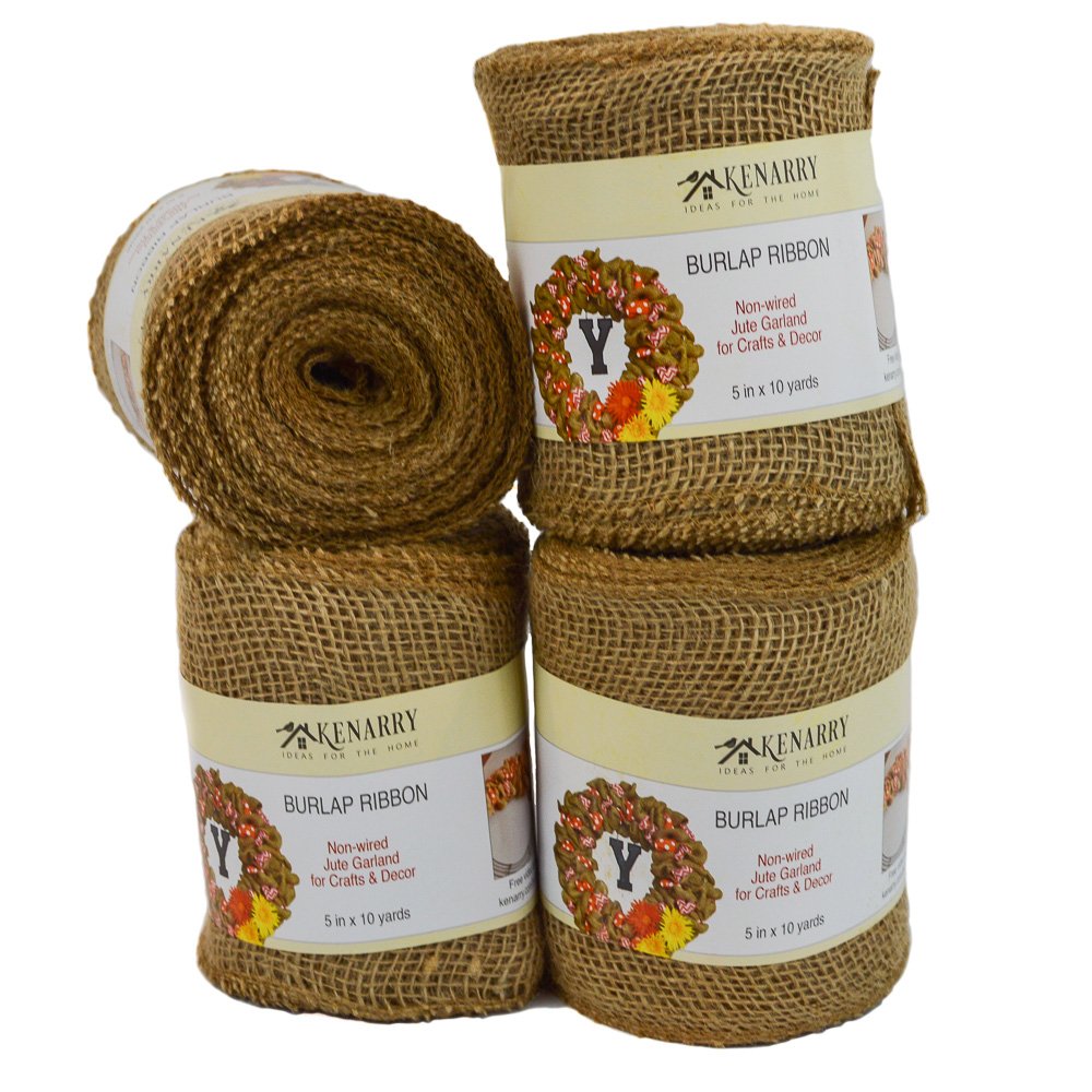4 inch wired burlap ribbon