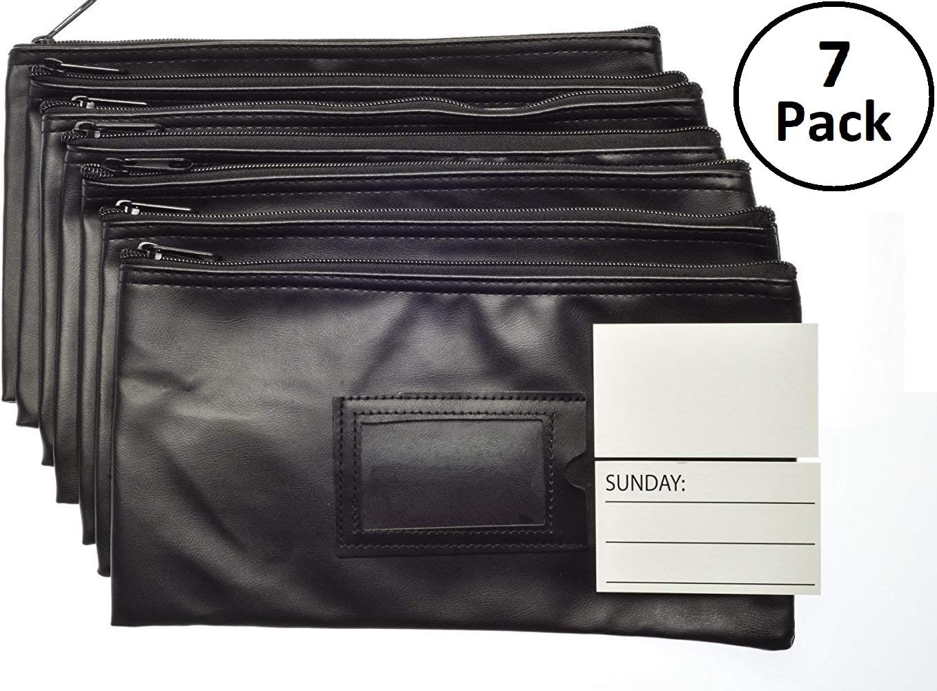 2Pcs Zipper Bill Bags Money Bags Bank Deposit Money Bags With Zipper PU Leather Bill Storage Bags
