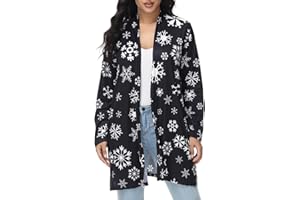 SHAPEBUS Ugly Christmas Cardigan for Women Funny Plus Size Long Sleeve Open Front Printed Cardigans Christmas Graphic Tops