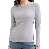 Slim Fitted Long Sleeve Shirts for Women Cotton Tee Tshirts Crewneck Undersrubs Plain Casual Undershirts Tops