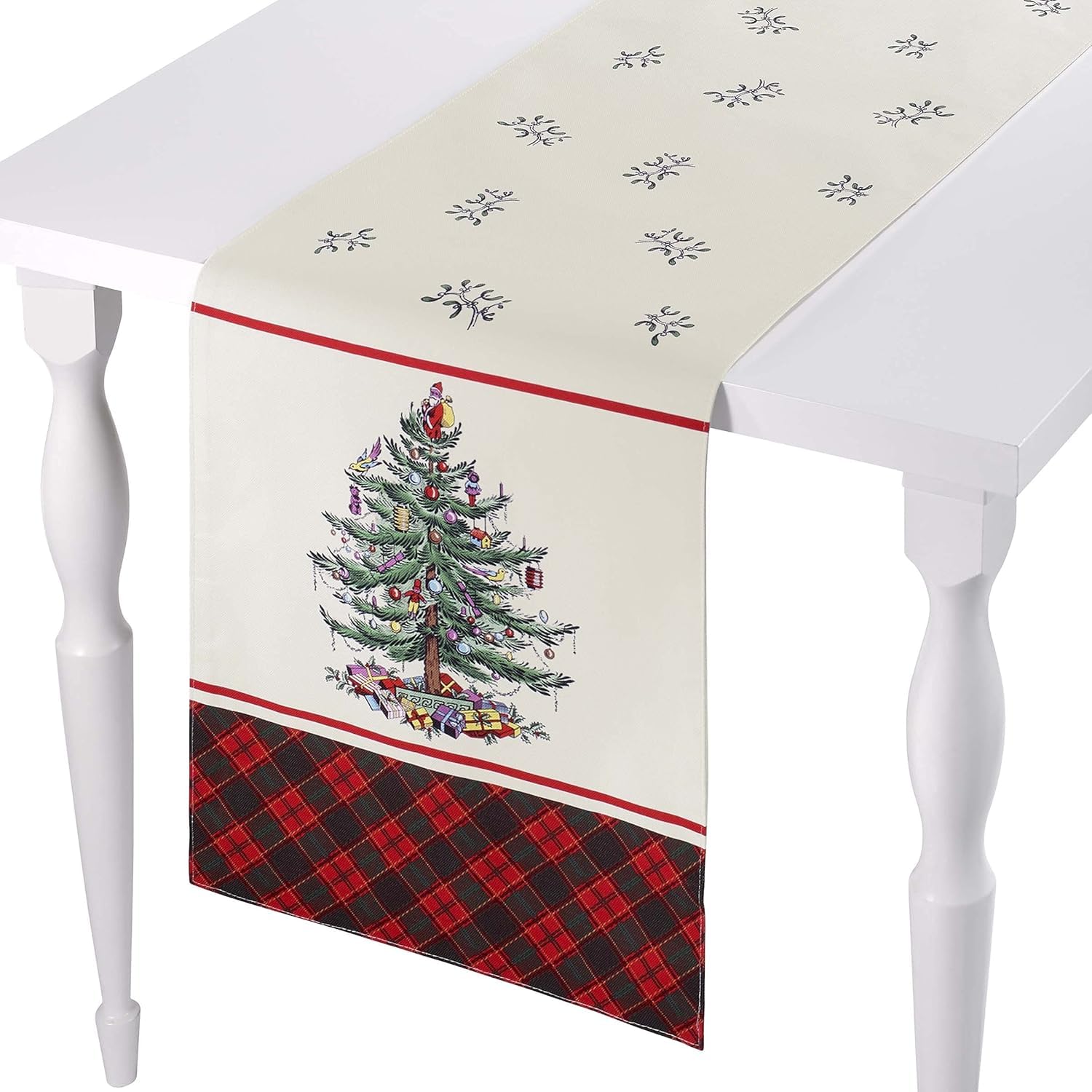 Avanti Linens Spode Christmas Tree Collection, Polyester, Red Tartan, 14" x 72"