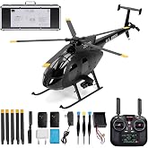 Hylukon 1/16 Scale F119S MD500 RC Helicopter, 2.4G 9CH RC Military Helicopter Model with GPS &amp; Auto Return, Flybarless, 6G/3D Switchable Modes Openable Cockpit (Black)