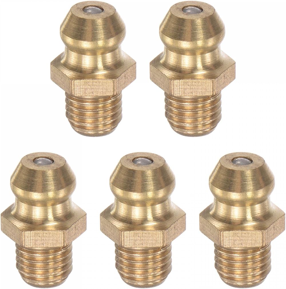 sourcing map Brass Straight M6 x 0.75mm Thread Hydraulic Grease Fitting