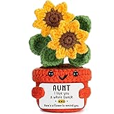 LuoHere Aunt Gifts Aunts Christmas Birthday Gift from Nephew Niece, Best Aunt Ever Gifts for Women Mothers Day Ideas, Funny Handmade Crochet Sunflower Aunty Anutie Tia Christmas 2025 Present