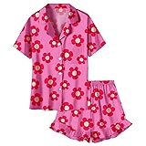Umeyda Girls Satin Silky Collar V Neck Ruffle Short